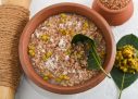 Ayurvedic,Porridge,,Karkidaka,Kanji,Herbal,Gruel,On,Dark,Black,Background